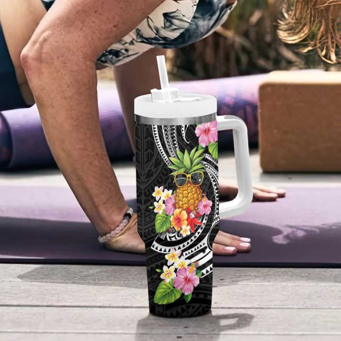 Hau #8217;Oli Makahiki Hou Aloha Pineapple Tropical Custom Stanley Quencher 40Oz Stainless Steel Tumbler With Handle - Image 6