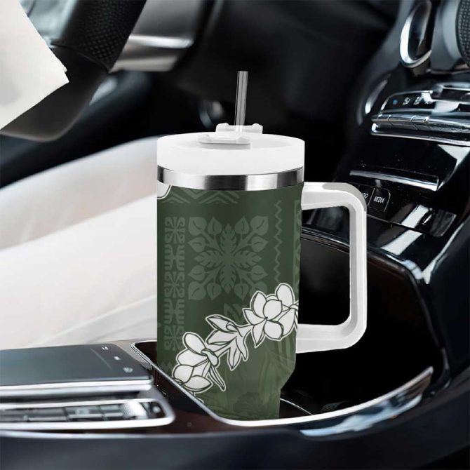 Hawaii Aloha Sage Quilt Patch Work Mix Plumeria Lei Custom Stanley Quencher 40Oz Stainless Steel Tumbler With Handle - Image 8