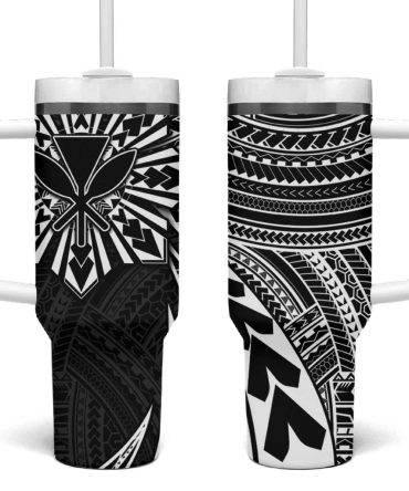 Hawaii And Philippines Kanaka Maoli With Tribal Sun Together Black Custom Stanley Quencher 40Oz Stainless Steel Tumbler With Handle