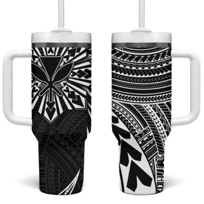 Hawaii And Philippines Kanaka Maoli With Tribal Sun Together Black Custom Stanley Quencher 40Oz Stainless Steel Tumbler With Handle