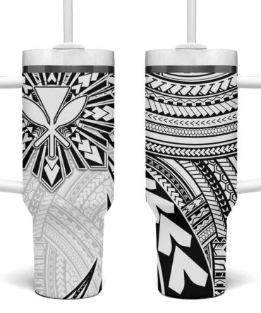 Hawaii And Philippines Kanaka Maoli With Tribal Sun Together White Custom Stanley Quencher 40Oz Stainless Steel Tumbler With Handle