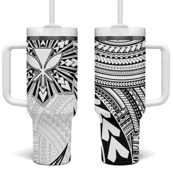 Hawaii And Philippines Kanaka Maoli With Tribal Sun Together White Custom Stanley Quencher 40Oz Stainless Steel Tumbler With Handle