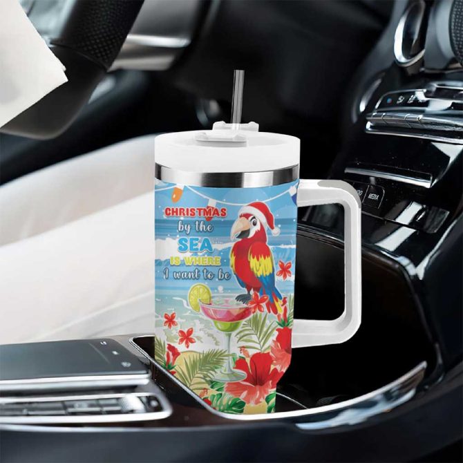 Hawaii Christmas Funny Macaw Parrot Tropical Custom Stanley Quencher 40Oz Stainless Steel Tumbler With Handle - Image 8