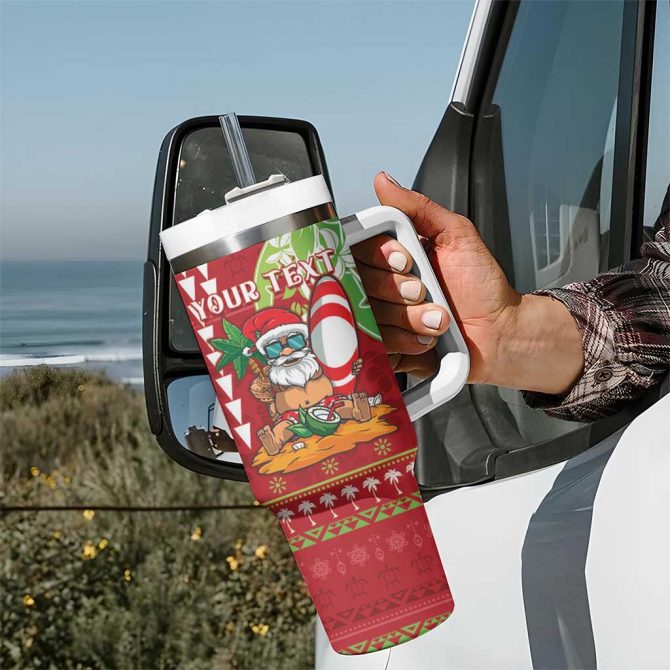 Hawaii Christmas Funny Santa Claus Surf Mele Kalikimaka Custom Stanley Quencher 40Oz Stainless Steel Tumbler With Handle - Image 7