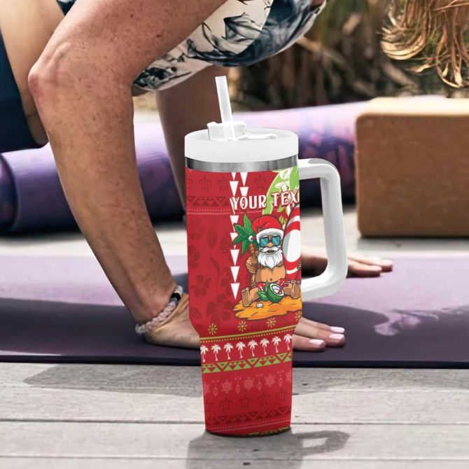 Hawaii Christmas Funny Santa Claus Surf Mele Kalikimaka Custom Stanley Quencher 40Oz Stainless Steel Tumbler With Handle - Image 6