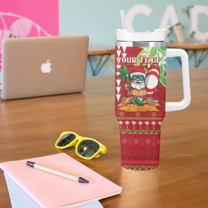 Hawaii Christmas Funny Santa Claus Surf Mele Kalikimaka Custom Stanley Quencher 40Oz Stainless Steel Tumbler With Handle - Image 5