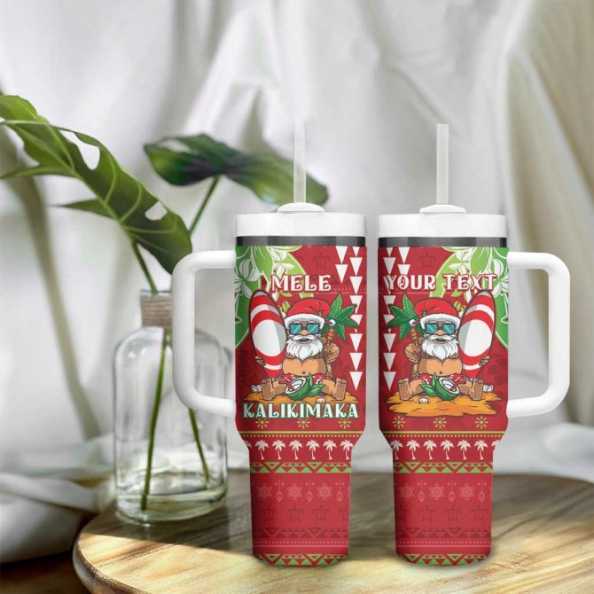Hawaii Christmas Funny Santa Claus Surf Mele Kalikimaka Custom Stanley Quencher 40Oz Stainless Steel Tumbler With Handle - Image 9