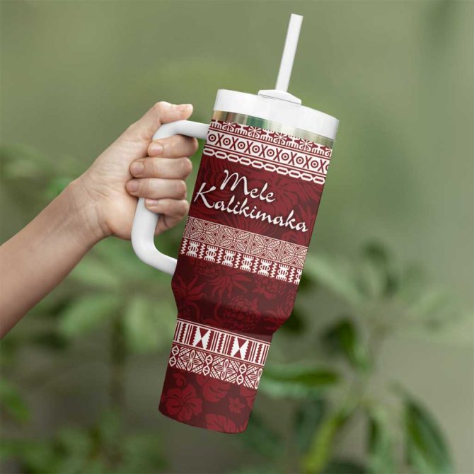 Hawaii Christmas Mele Kalikimaka I #8217;Iwi Bird On Ohia Lehua Custom Stanley Quencher 40Oz Stainless Steel Tumbler With Handle - Image 3