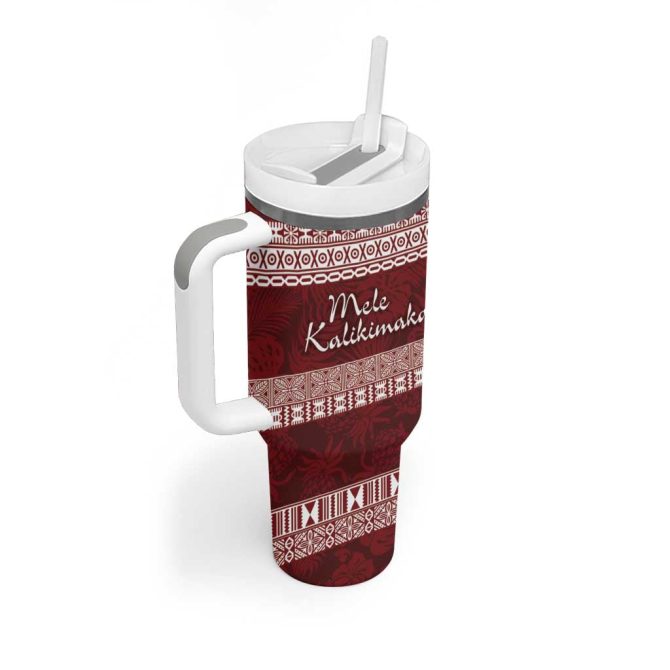 Hawaii Christmas Mele Kalikimaka I #8217;Iwi Bird On Ohia Lehua Custom Stanley Quencher 40Oz Stainless Steel Tumbler With Handle - Image 2