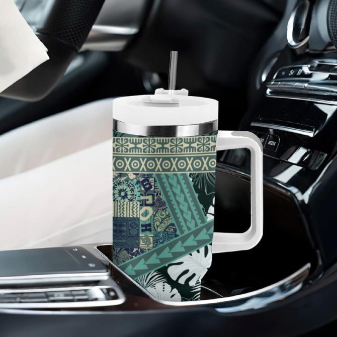 Hawaii Fd Tumbler With Handle Hawaiian Tapa Pattern Lt05Custom Stanley Quencher 40Oz Stainless Steel Tumbler - Image 9