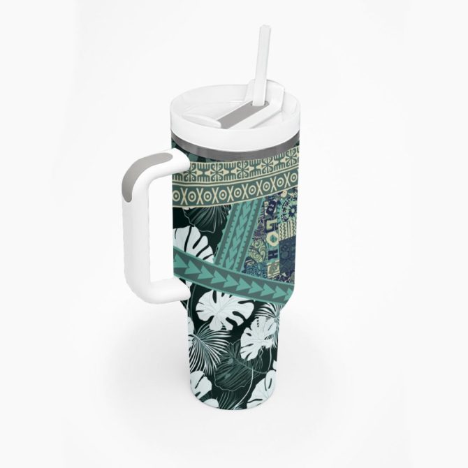 Hawaii Fd Tumbler With Handle Hawaiian Tapa Pattern Lt05Custom Stanley Quencher 40Oz Stainless Steel Tumbler - Image 3