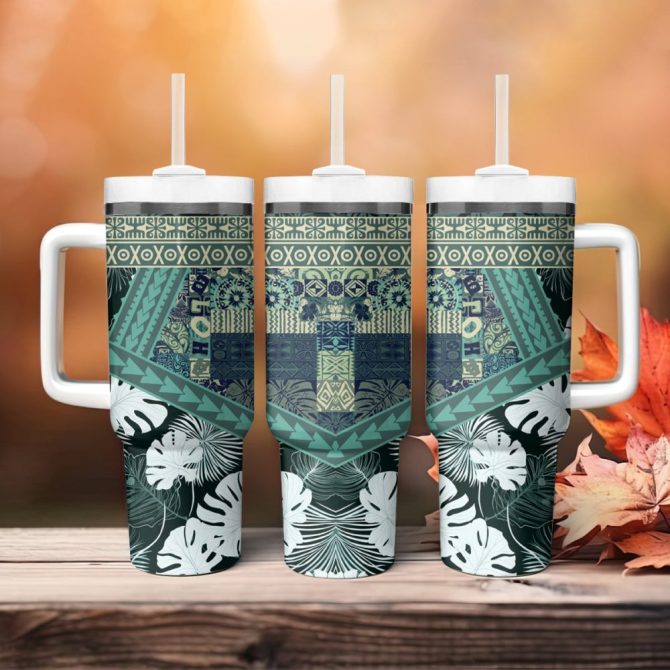 Hawaii Fd Tumbler With Handle Hawaiian Tapa Pattern Lt05Custom Stanley Quencher 40Oz Stainless Steel Tumbler - Image 5