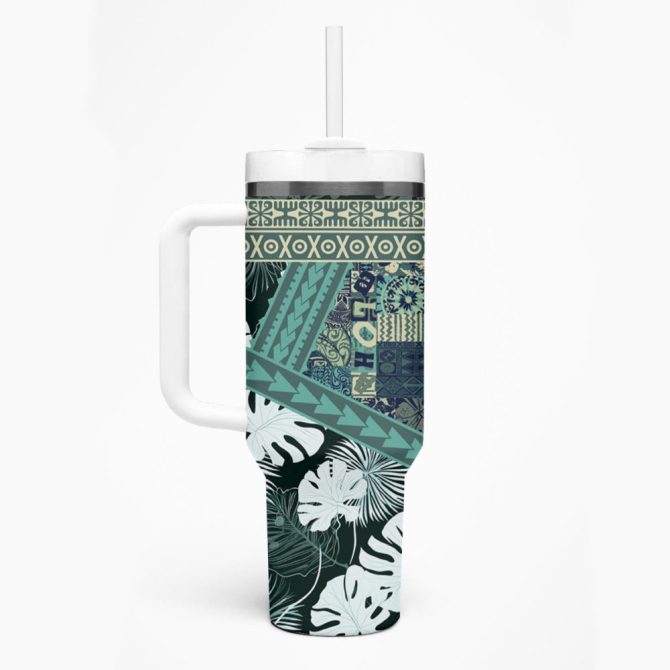 Hawaii Fd Tumbler With Handle Hawaiian Tapa Pattern Lt05Custom Stanley Quencher 40Oz Stainless Steel Tumbler - Image 2