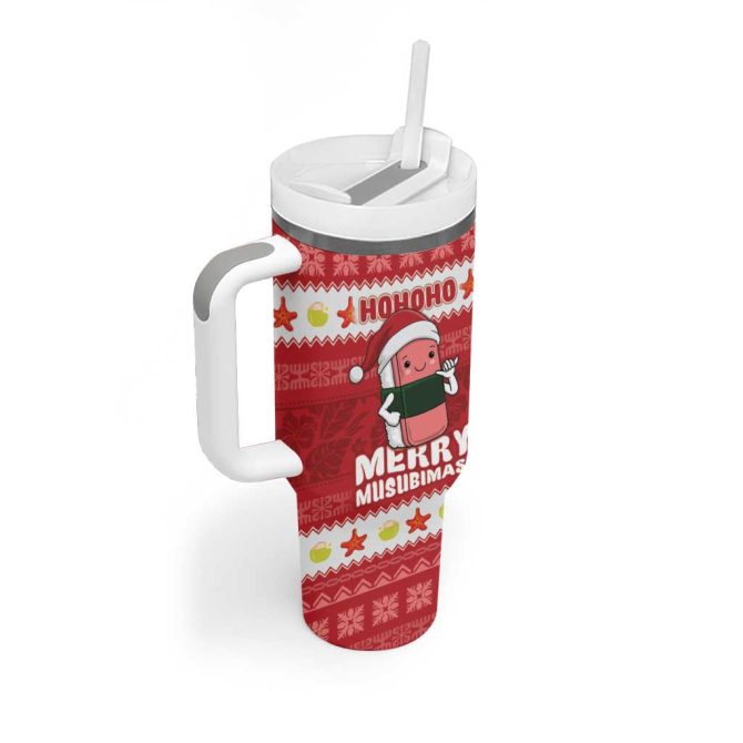 Hawaii Funny Christmas Spam Musubi Santa Custom Stanley Quencher 40Oz Stainless Steel Tumbler With Handle - Image 2