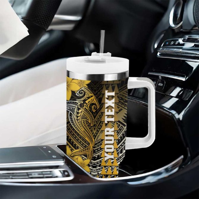 Hawaii Hammerhead Shark Kakau Polynesian Tribal Gold Custom Stanley Quencher 40Oz Stainless Steel Tumbler With Handle - Image 8