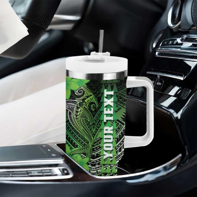 Hawaii Hammerhead Shark Kakau Polynesian Tribal Green Custom Stanley Quencher 40Oz Stainless Steel Tumbler With Handle - Image 8
