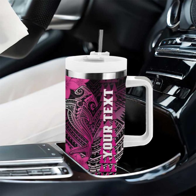 Hawaii Hammerhead Shark Kakau Polynesian Tribal Pink Custom Stanley Quencher 40Oz Stainless Steel Tumbler With Handle - Image 8