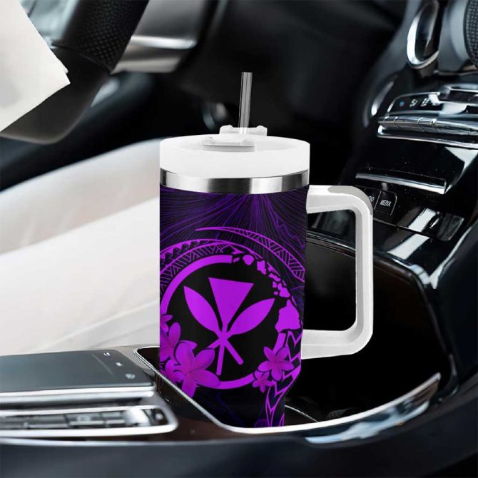 Hawaii Hula Girl Mix Polynesian Plumeria Purple Custom Stanley Quencher 40Oz Stainless Steel Tumbler With Handle - Image 8