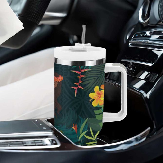 Hawaii Hula Girl With Tropical Forest Custom Stanley Quencher 40Oz Stainless Steel Tumbler - Image 8