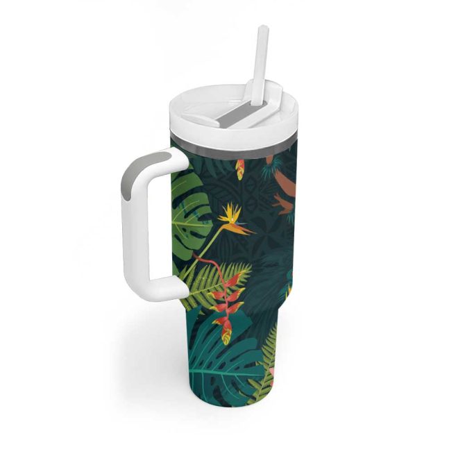 Hawaii Hula Girl With Tropical Forest Custom Stanley Quencher 40Oz Stainless Steel Tumbler - Image 2