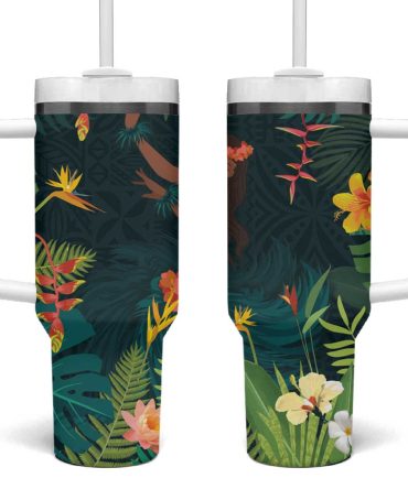 Hawaii Hula Girl With Tropical Forest Custom Stanley Quencher 40Oz Stainless Steel Tumbler