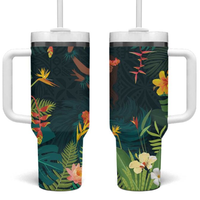 Hawaii Hula Girl With Tropical Forest Custom Stanley Quencher 40Oz Stainless Steel Tumbler