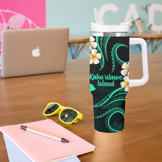 Hawaii Kahoolawe Islands Pacific Plumeria Custom Stanley Quencher 40Oz Stainless Steel Tumbler - Image 5