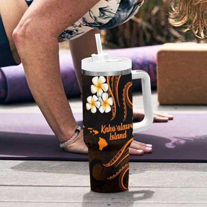 Hawaii Kahoolawe Islands Pacific Plumeria Custom Stanley Quencher 40Oz Stainless Steel Tumbler - Image 6