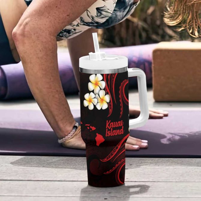 Hawaii Kauai Islands Pacific Plumeria Custom Stanley Quencher 40Oz Stainless Steel Tumbler - Image 6