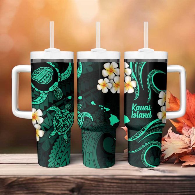 Hawaii Kauai Islands Pacific Plumeria Custom Stanley Quencher 40Oz Stainless Steel Tumbler - Image 4
