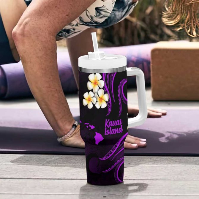 Hawaii Kauai Islands Pacific Plumeria Custom Stanley Quencher 40Oz Stainless Steel Tumbler - Image 6