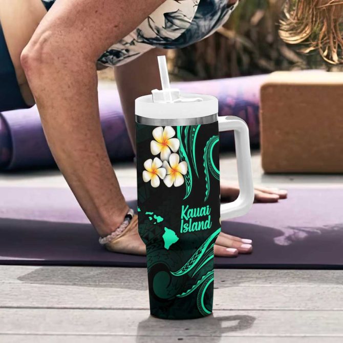 Hawaii Kauai Islands Pacific Plumeria Custom Stanley Quencher 40Oz Stainless Steel Tumbler - Image 6