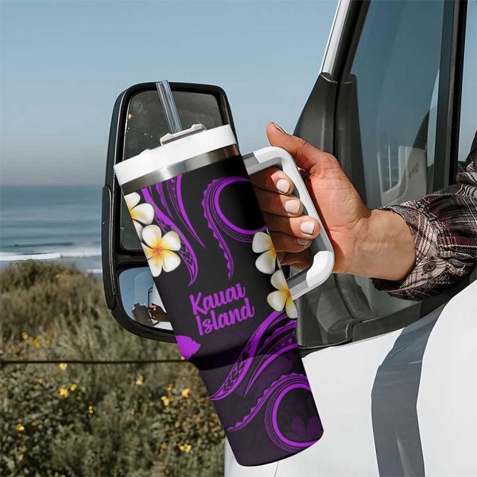 Hawaii Kauai Islands Pacific Plumeria Custom Stanley Quencher 40Oz Stainless Steel Tumbler - Image 7