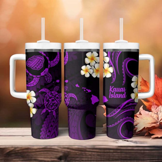 Hawaii Kauai Islands Pacific Plumeria Custom Stanley Quencher 40Oz Stainless Steel Tumbler - Image 4