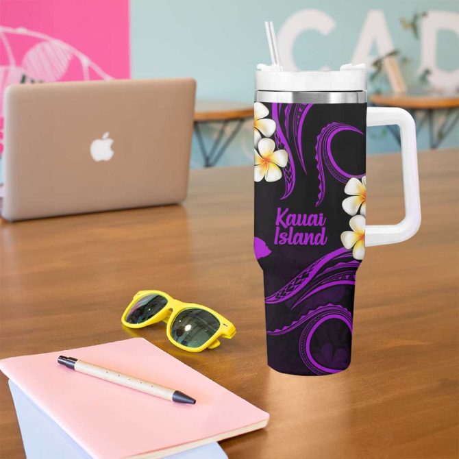 Hawaii Kauai Islands Pacific Plumeria Custom Stanley Quencher 40Oz Stainless Steel Tumbler - Image 5