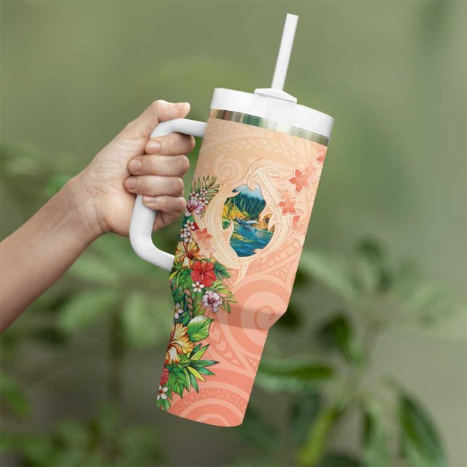 Hawaii Kauai Na Pali Coast Landscape Custom Stanley Quencher 40Oz Stainless Steel Tumbler With Handle - Image 3