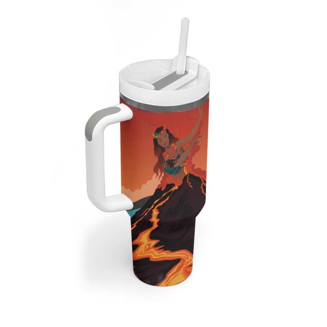 Hawaii Kilauea Volcano Pele Goddess Custom Stanley Quencher 40Oz Stainless Steel Tumbler With Handle - Image 2