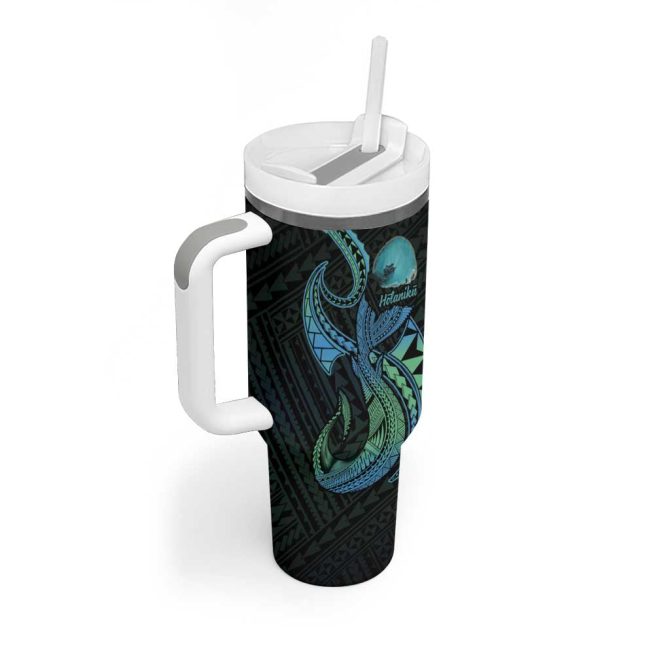 Hawaii Kure Atoll Holaniku Coral Reef With Polynesian Tribal Custom Stanley Quencher 40Oz Stainless Steel Tumbler With Handle - Image 2