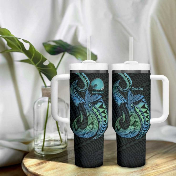 Hawaii Kure Atoll Holaniku Coral Reef With Polynesian Tribal Custom Stanley Quencher 40Oz Stainless Steel Tumbler With Handle - Image 9