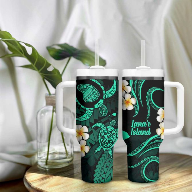 Hawaii Lanai Islands Pacific Plumeria Custom Stanley Quencher 40Oz Stainless Steel Tumbler - Image 9