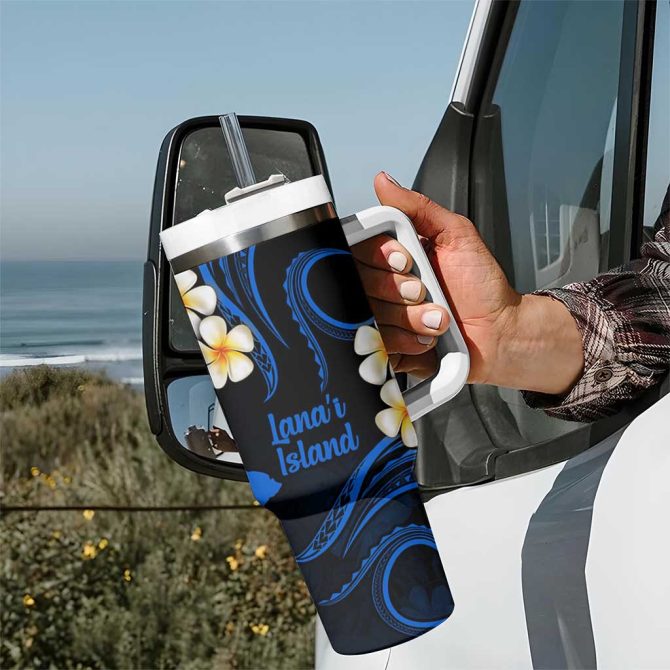 Hawaii Lanai Islands Pacific Plumeria Custom Stanley Quencher 40Oz Stainless Steel Tumbler - Image 7