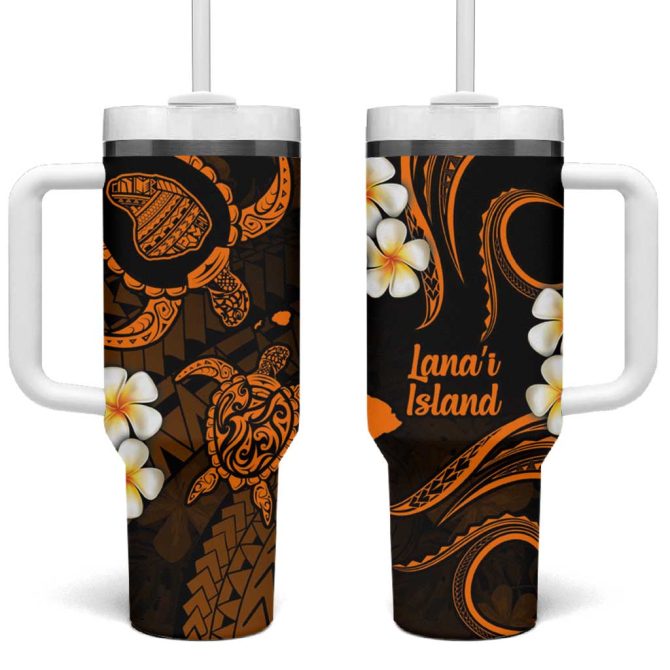Hawaii Lanai Islands Pacific Plumeria Custom Stanley Quencher 40Oz Stainless Steel Tumbler