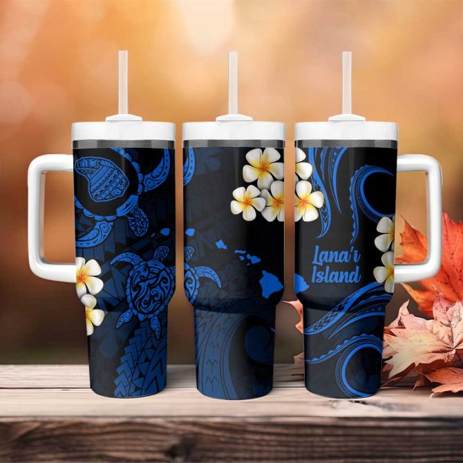 Hawaii Lanai Islands Pacific Plumeria Custom Stanley Quencher 40Oz Stainless Steel Tumbler - Image 4