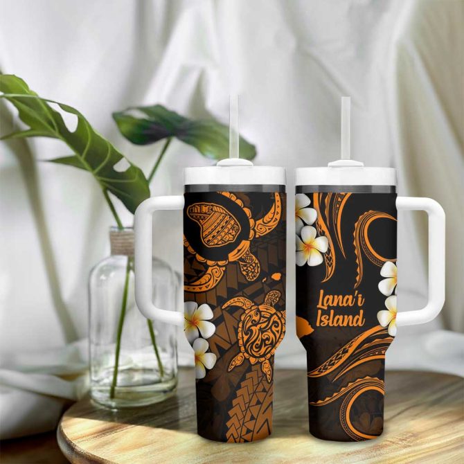Hawaii Lanai Islands Pacific Plumeria Custom Stanley Quencher 40Oz Stainless Steel Tumbler - Image 9