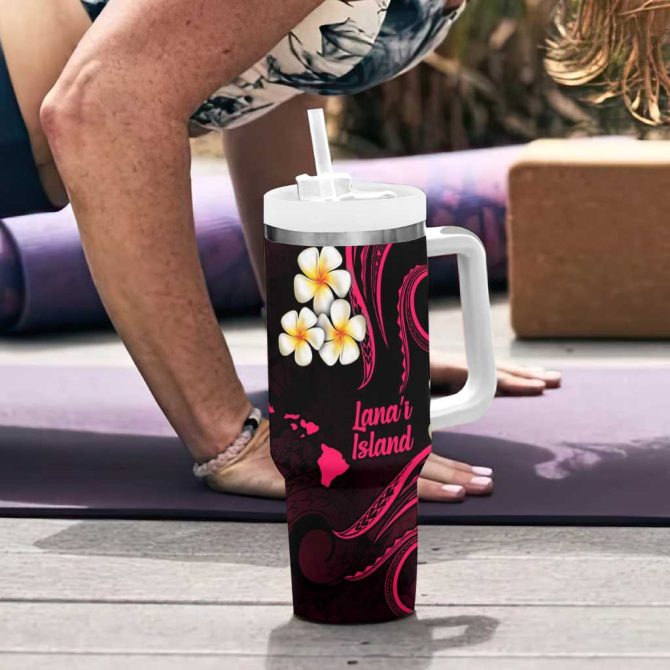 Hawaii Lanai Islands Pacific Plumeria Custom Stanley Quencher 40Oz Stainless Steel Tumbler - Image 6