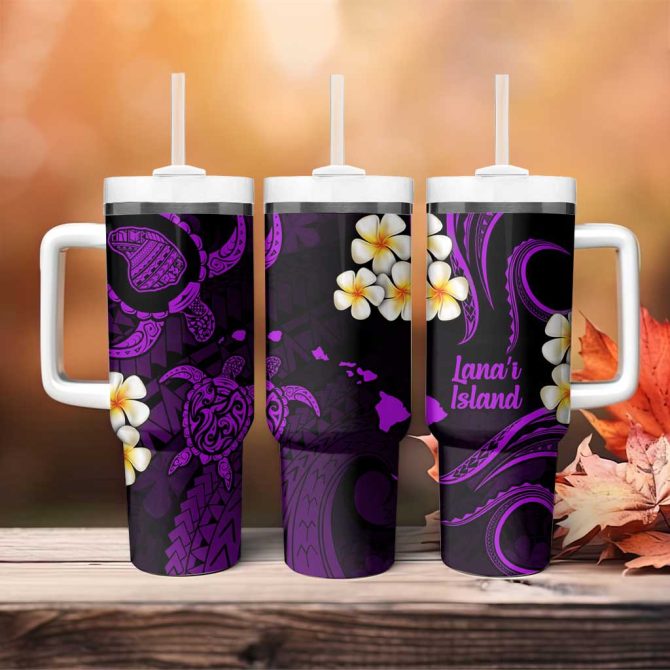 Hawaii Lanai Islands Pacific Plumeria Custom Stanley Quencher 40Oz Stainless Steel Tumbler - Image 4