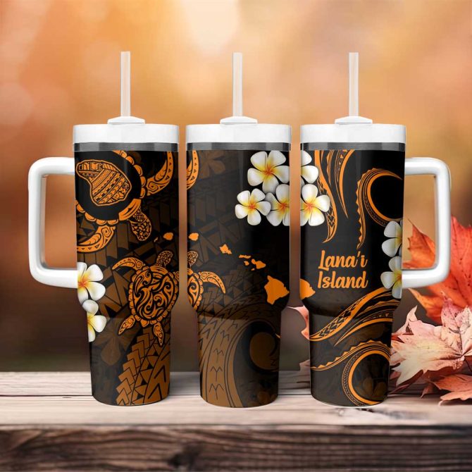 Hawaii Lanai Islands Pacific Plumeria Custom Stanley Quencher 40Oz Stainless Steel Tumbler - Image 4
