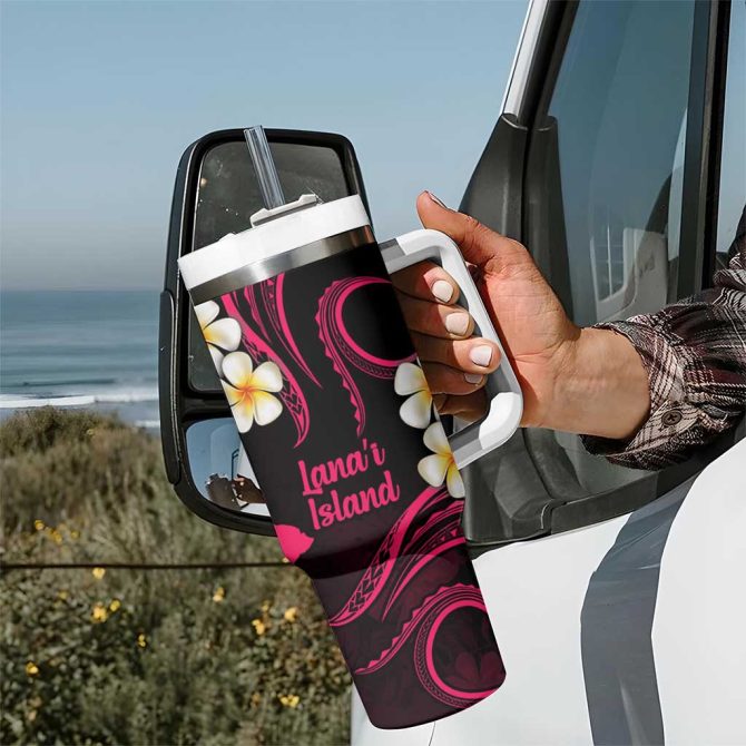 Hawaii Lanai Islands Pacific Plumeria Custom Stanley Quencher 40Oz Stainless Steel Tumbler - Image 7
