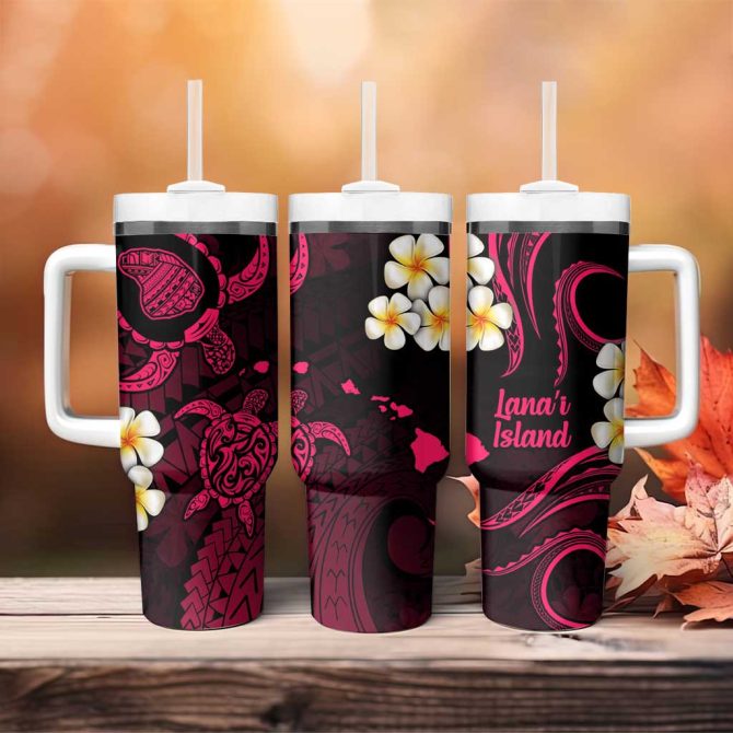 Hawaii Lanai Islands Pacific Plumeria Custom Stanley Quencher 40Oz Stainless Steel Tumbler - Image 4