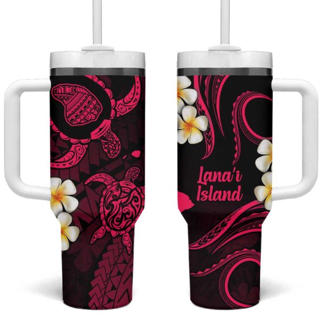 Hawaii Lanai Islands Pacific Plumeria Custom Stanley Quencher 40Oz Stainless Steel Tumbler